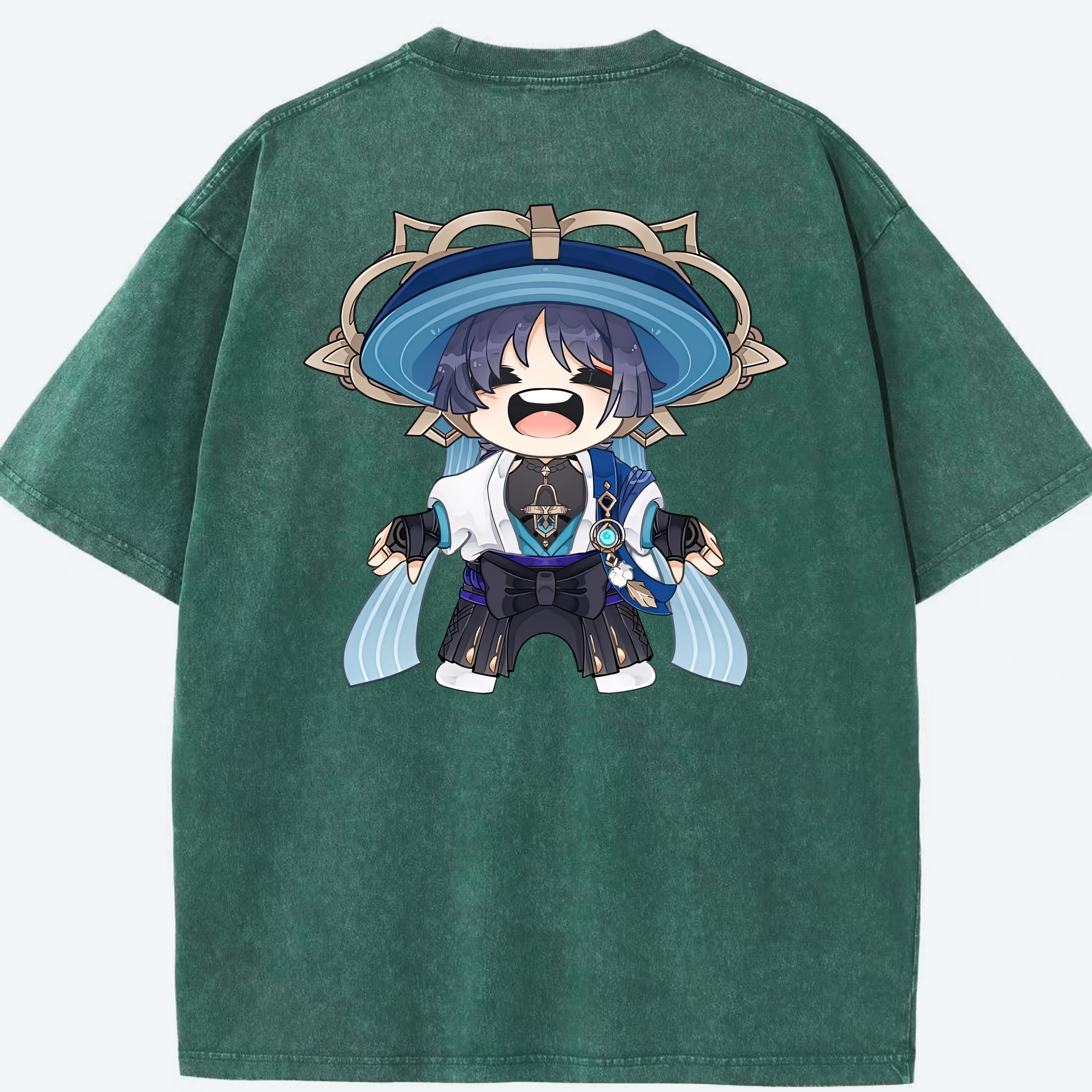 げんし神 さんペい genshin Sanpei 綿100% ヴィンテージ風 半袖Tシャツ（背面プリント）